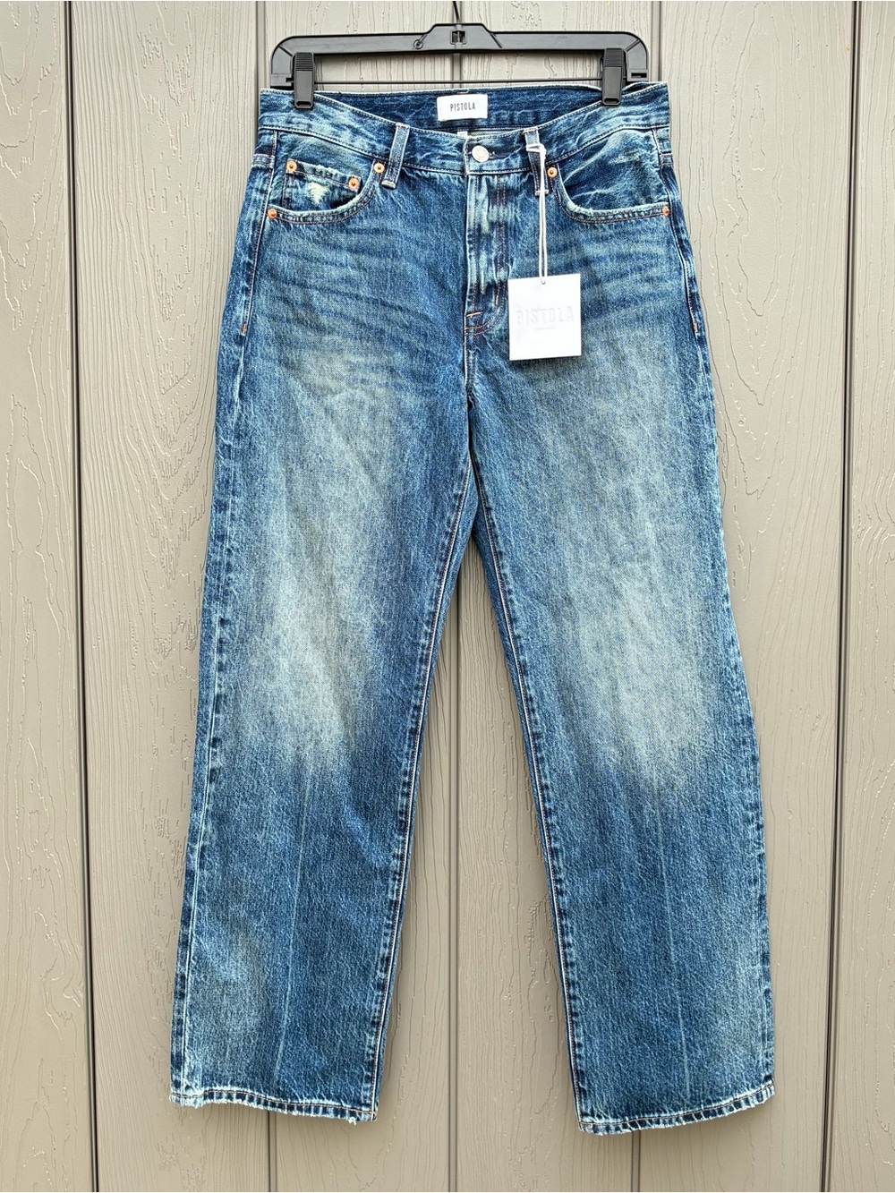 Pistola Lexi Mid Rise Bowed Straight Leg  Jeans Women’s 27 Blue Artisan Wide Leg